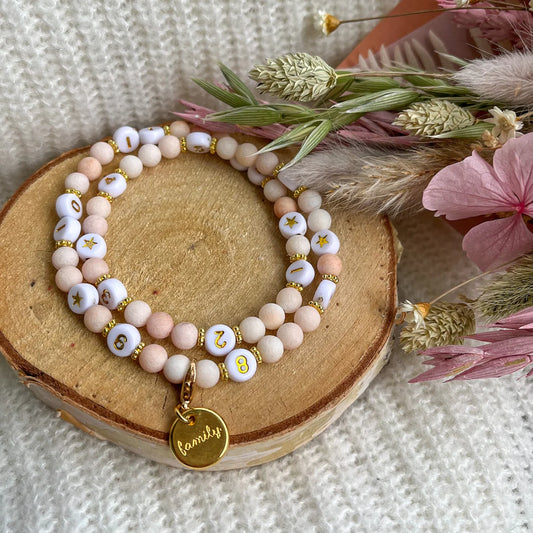 Bracelet d'allaitement - Beige & Rose